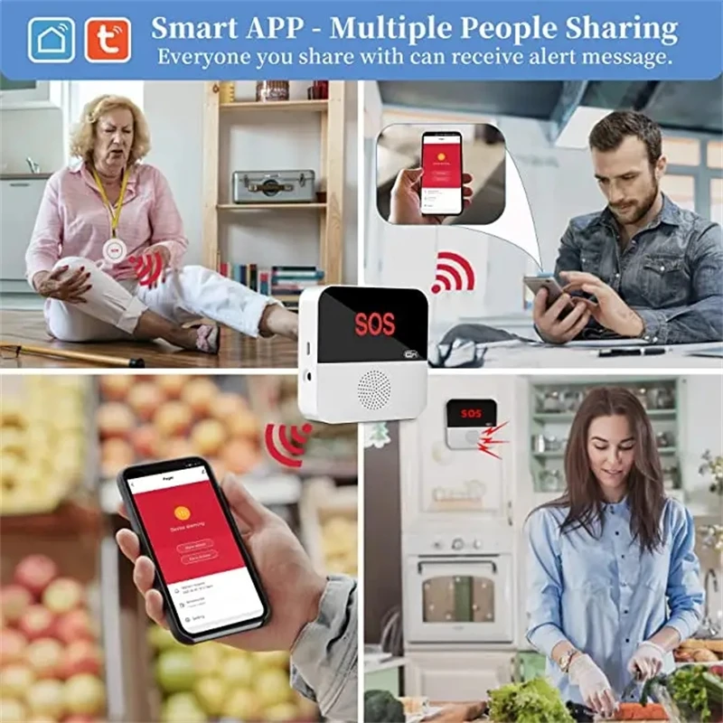 Botão de Pânico SOS Tuya Smart Wifi Sem Fio para Chamada de Emergência e Pager para Cuidadores de Idosos - Imagem 5