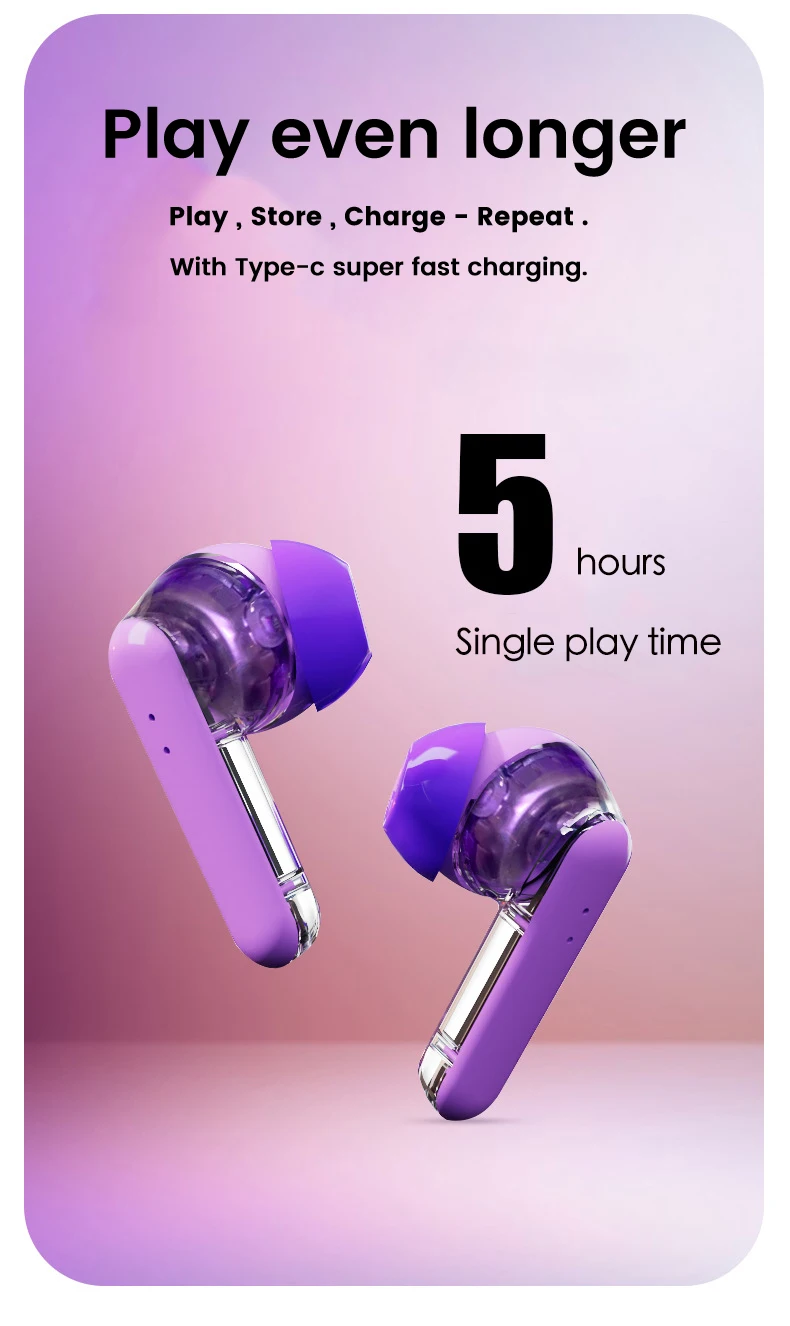 TWS Earphones auscultadores transparentes - Imagem 2