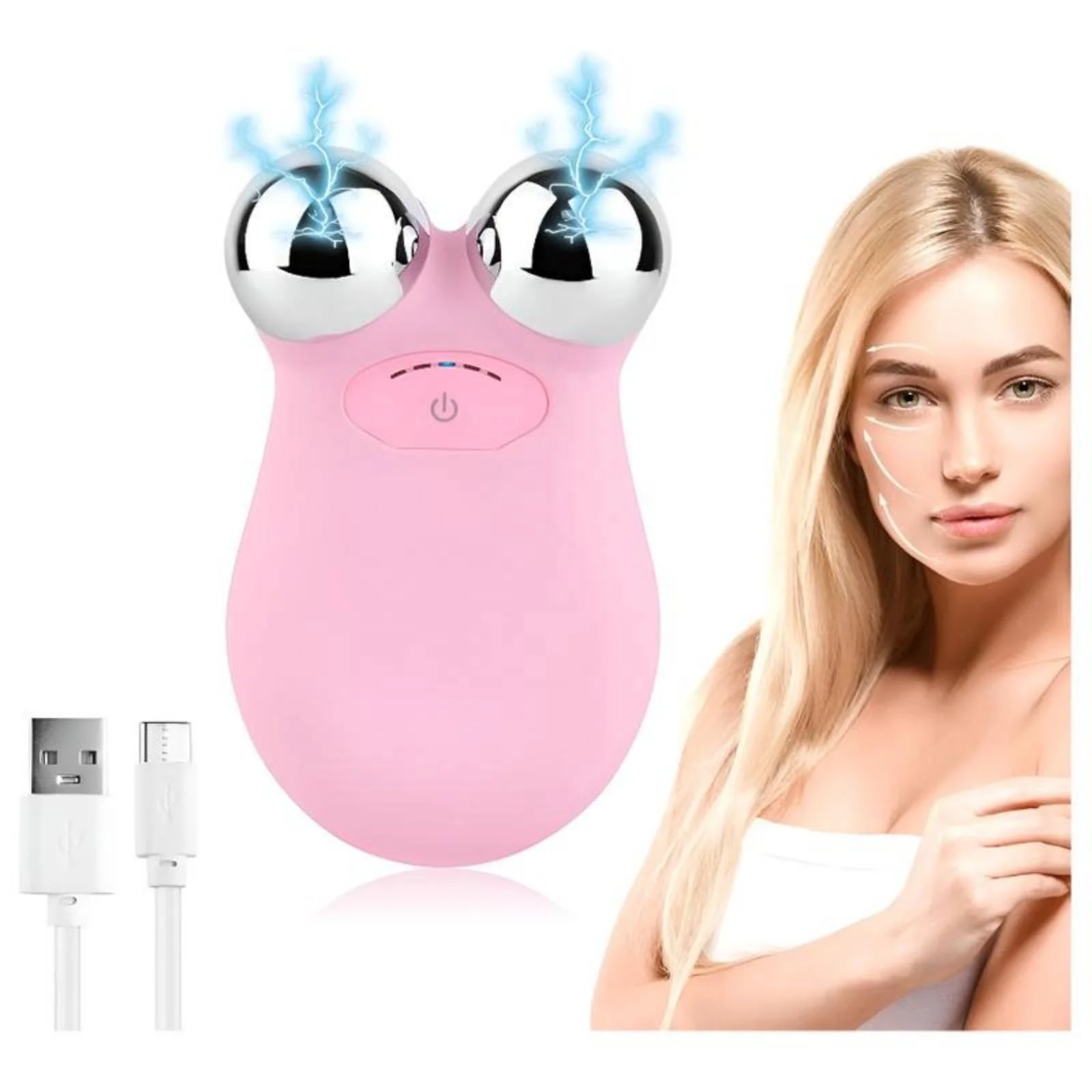 Dispositivo Elétrico Portátil 3D para Rejuvenescimento Facial com Infusão de Essência e Massagem Quente V-Face