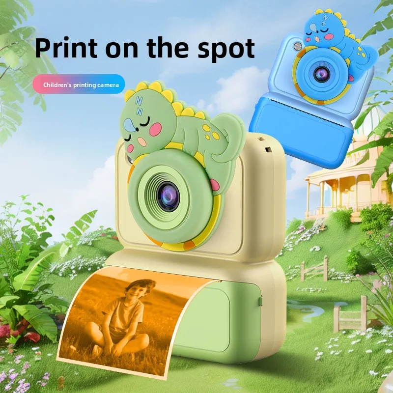 Câmera Instantânea Dupla Infantil Y350 com Capa de Silicone, Tela de 2.4", Impressão de Fotos e Gravação de Vídeos, Presente para Crianças