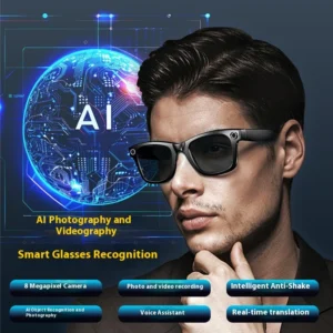 Óculos Inteligentes com Voz AI W610, Câmera de 8MP, Tradução AI, Reconhecimento de Imagem WiFi, À Prova d'Água IP65, Tecnologia Mais Recente 2026