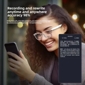 Óculos Inteligentes com Bluetooth, Interpretação em Tempo Real em Mais de 100 Idiomas, Tela Colorida, Reprodução de Música