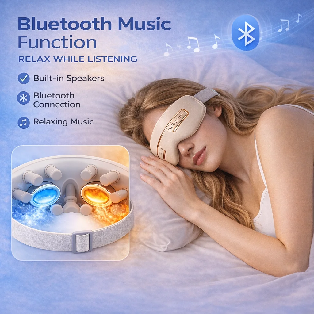 Melhor Aparelho Portátil Elétrico Inteligente para Massagem Ocular Quente e Fria com Aquecimento e Vibração para Rosto e Olhos - Imagem 3
