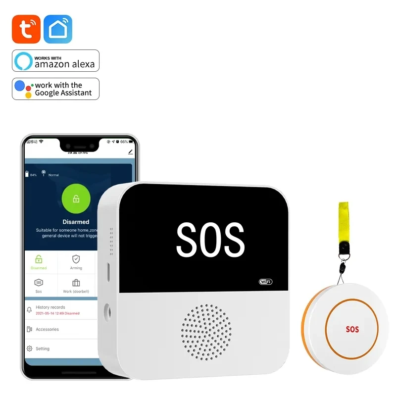 Botão de Pânico SOS Tuya Smart Wifi Sem Fio para Chamada de Emergência e Pager para Cuidadores de Idosos - Imagem 2