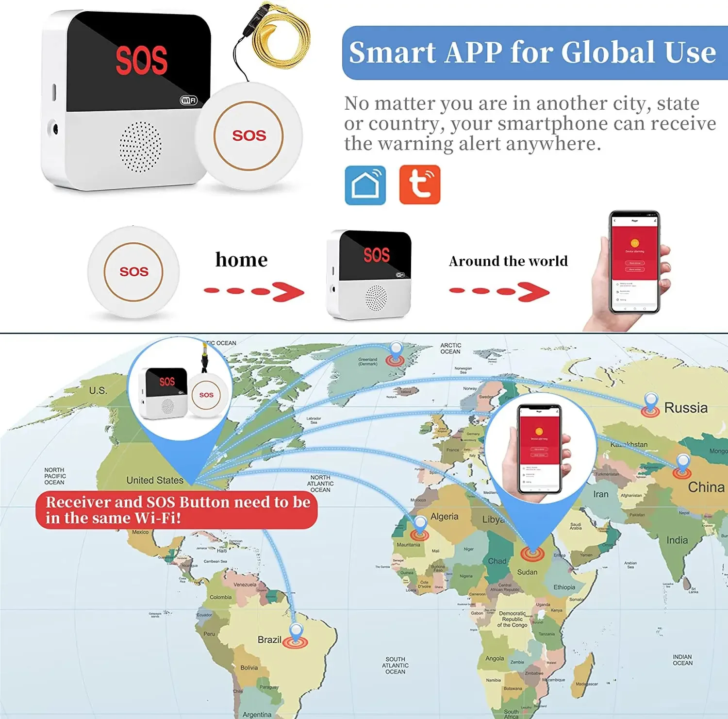 Botão de Chamada Elétrico Sem Fio Inteligente Tuya Controle por Aplicativo WiFi Botão de Emergência SOS Sensor de Alarme Monitoramento - Imagem 23