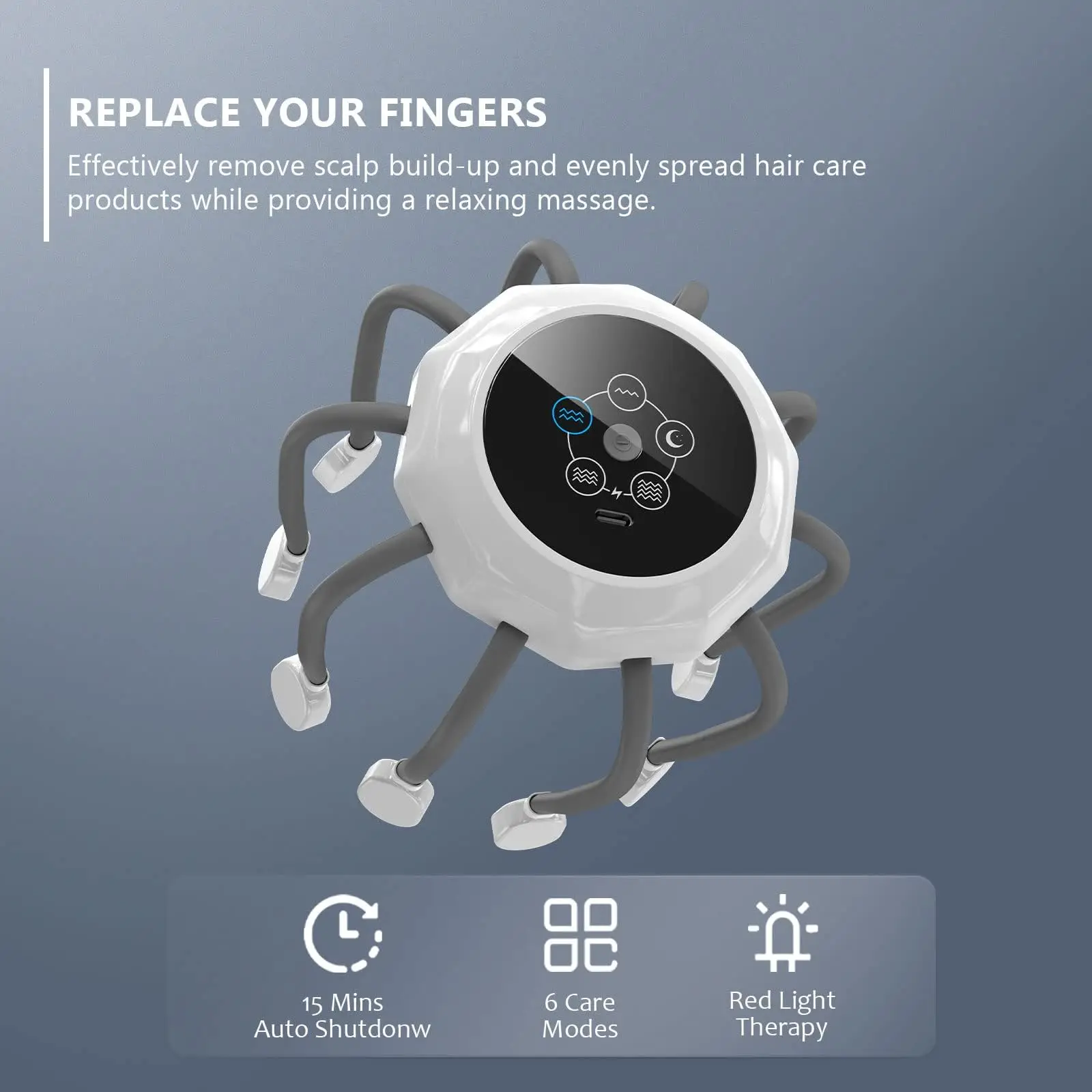 Máquina elétrica portátil sem fio para massagear cabelos com luz vermelha relaxante - Imagem 5