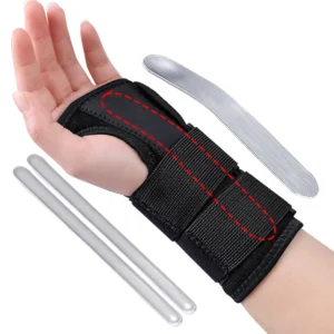 Suporte de Pulso Esportivo para Adultos em Aço Inoxidável Ajustável com Tala e Faixa de Compressão