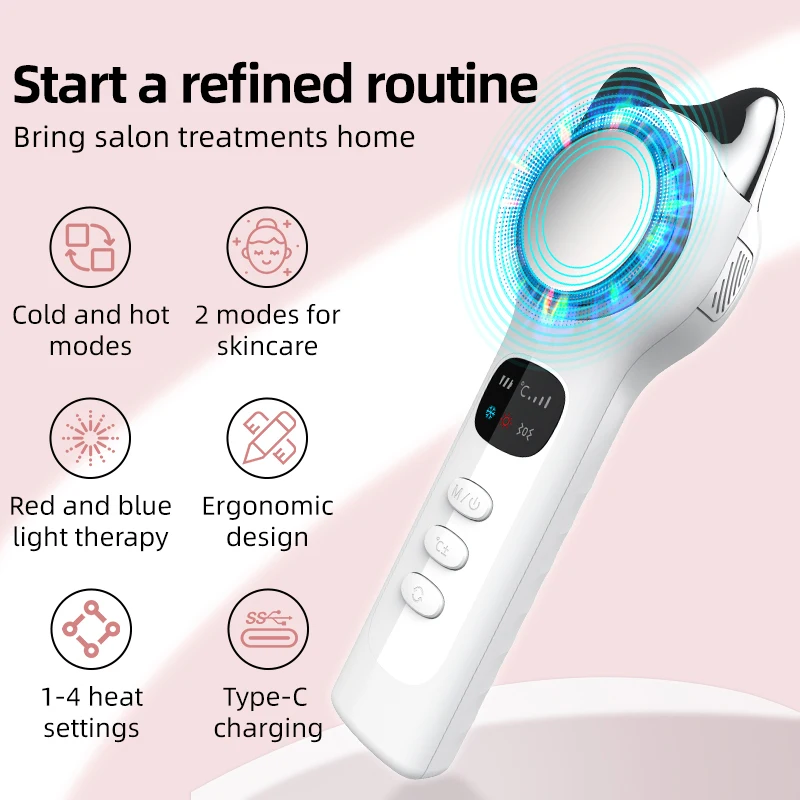 Beleza cuidados pele o melhor presente dispositivo elétrico quente frio cuidados fogo martelo gelo máquina facial beleza instrumento - Imagem 3