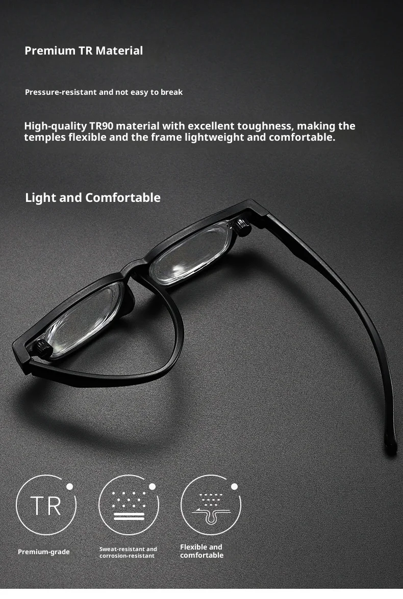 Óculos de Leitura Inteligentes para Idosos com Lentes de Comprimento Focal Ajustável e Proteção Anti-luz Azul, Armação TR90, Grau 100-400 para - Imagem 11