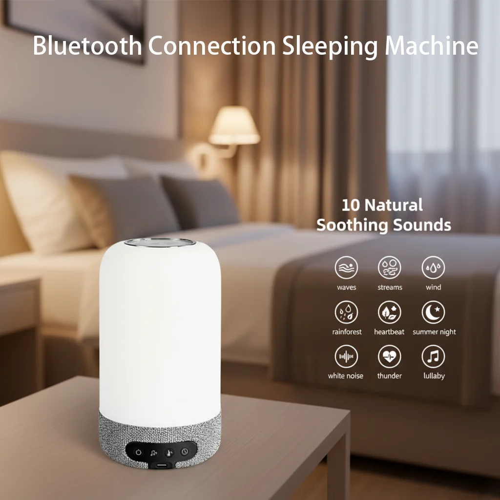 Máquina de Som Portátil de Ruído Branco para Alívio Noturno de Emoções e Estresse, Caixa de Som Bluetooth, Auxiliar de Sono para Adultos - Imagem 2