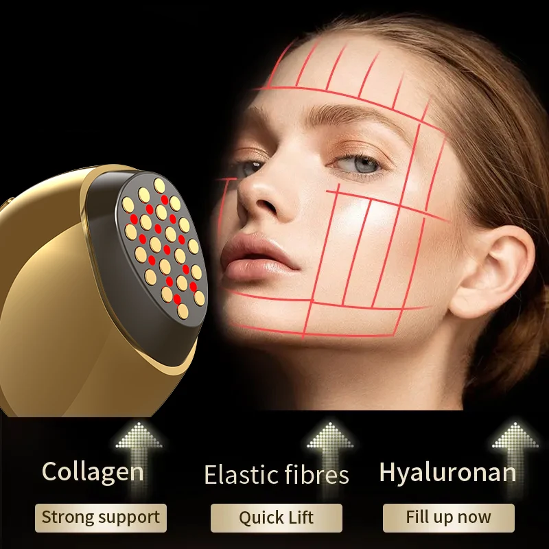 Dispositivo de Enrigecimento de Pele RF, Redução de Rugas, Terapia de Luz LED EMS 3 em 1, Máquina de Colágeno Facial Certificada CE OEM - Imagem 2