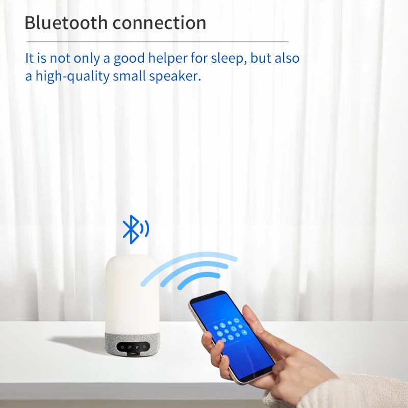 Máquina de Som Portátil de Ruído Branco para Alívio Noturno de Emoções e Estresse, Caixa de Som Bluetooth, Auxiliar de Sono para Adultos - Imagem 6