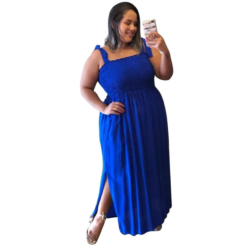 Roupas femininas de Primavera/Verão Novo Plissado Sexy Slim Halter Plus-size Vestidos - Imagem 5