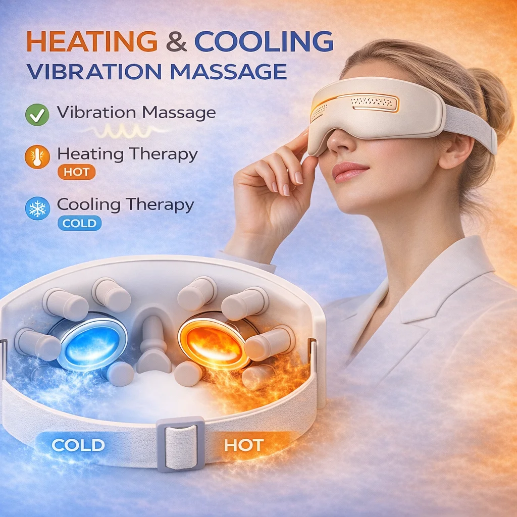 Melhor Aparelho Portátil Elétrico Inteligente para Massagem Ocular Quente e Fria com Aquecimento e Vibração para Rosto e Olhos - Imagem 2