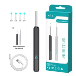 Kit de Remoção de Cera de Ouvido Inteligente IFINE Beauty 3 Eixos com Câmera, Display HD, Conexão Wi-Fi e Otoscópio com Luz