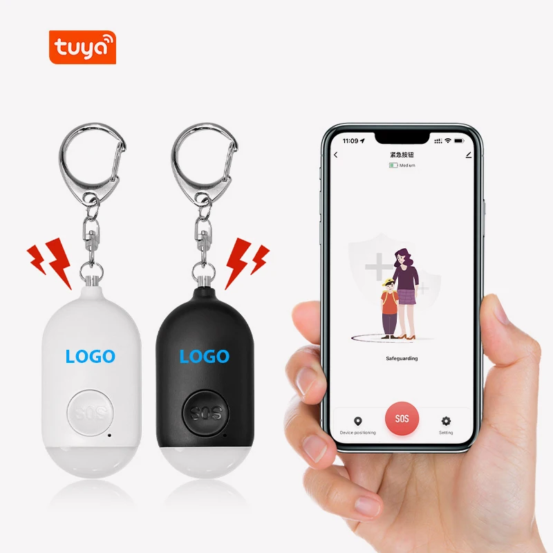 Dispositivos de Localização com Alarme Wifi Tuya, Alarme de Emergência, Chaveiro SOS, Alarme de Segurança Pessoal para Idosos