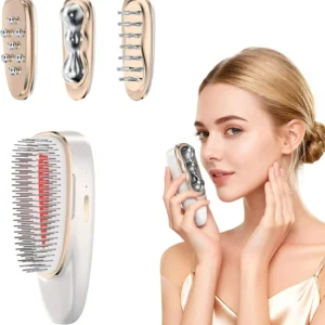 Conjunto de Massageador Facial Elétrico 4 em 1 com Cabeçotes Intercambiáveis para Cuidados com o Rosto, Gua Sha, Cuidados com o Couro