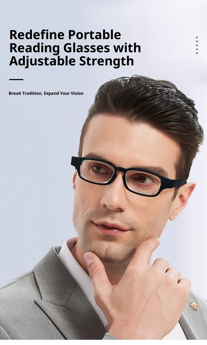 Óculos de Leitura Inteligentes para Idosos com Lentes de Comprimento Focal Ajustável e Proteção Anti-luz Azul, Armação TR90, Grau 100-400 para - Imagem 9