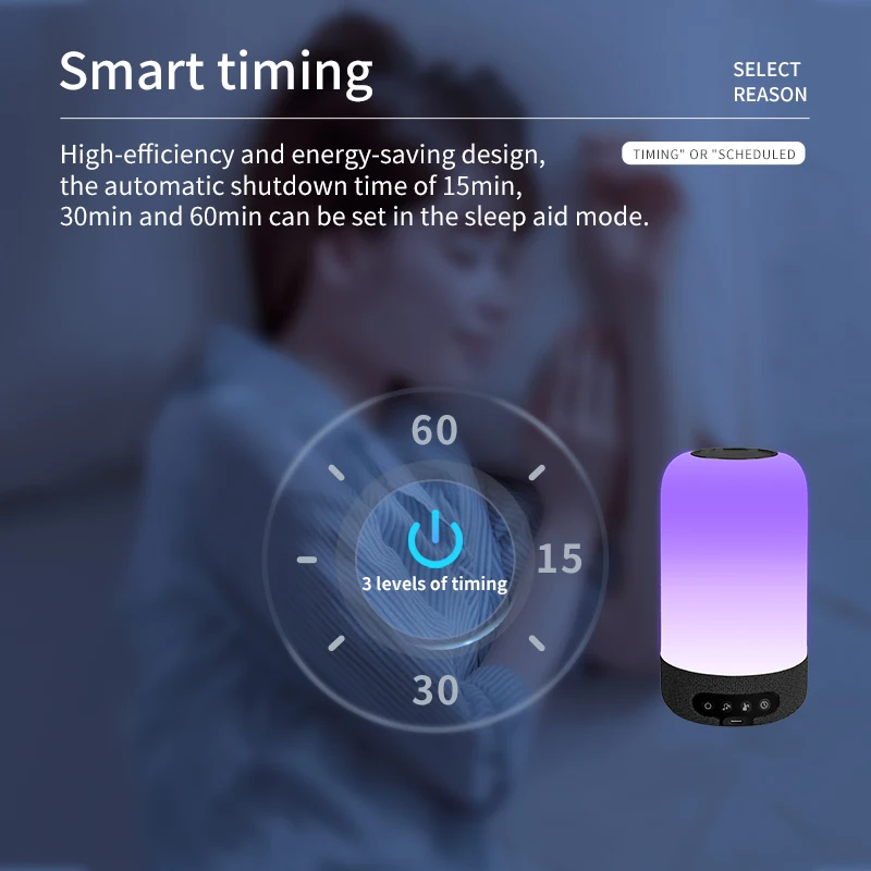 Máquina de Som Portátil de Ruído Branco para Alívio Noturno de Emoções e Estresse, Caixa de Som Bluetooth, Auxiliar de Sono para Adultos - Imagem 5