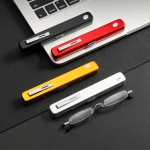 Ultra Pequena Luz Metal Homens Mulheres Miopia Óculos Portátil Pen Holder Estilo de Alta definição Mini Pessoas Idosas Óculos de Leitura