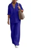 Conjunto Feminino Primavera Verão Novo de Camisa e Calça, Roupas Casuais de Linho Tamanhos Grandes, Conjunto de Duas Peças Feminino - Imagem 18