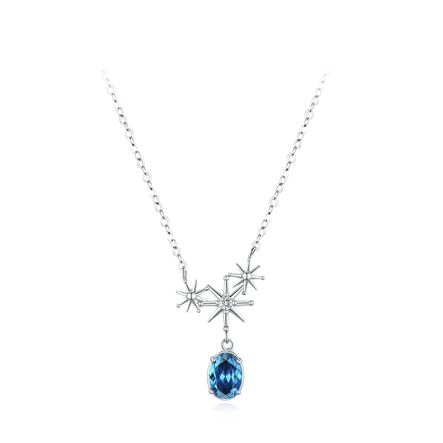 Conjunto de Brincos e Colar de Luxo em Prata Esterlina 925 com Estrela Azul para Mulheres - Imagem 5