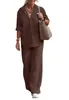 Conjunto Feminino Primavera Verão Novo de Camisa e Calça, Roupas Casuais de Linho Tamanhos Grandes, Conjunto de Duas Peças Feminino - Imagem 15