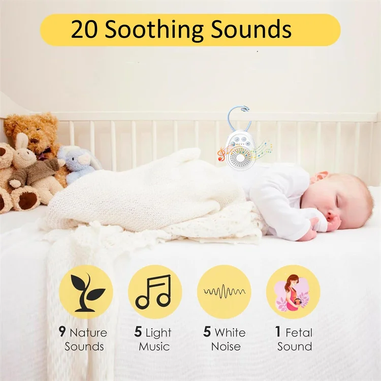 Máquina de Som Branco para Bebês com Longa Duração de Bateria e Sons Relaxantes, Presente para Chá de Bebê, Auxiliar de Sono para Adultos em Viagens - Imagem 5