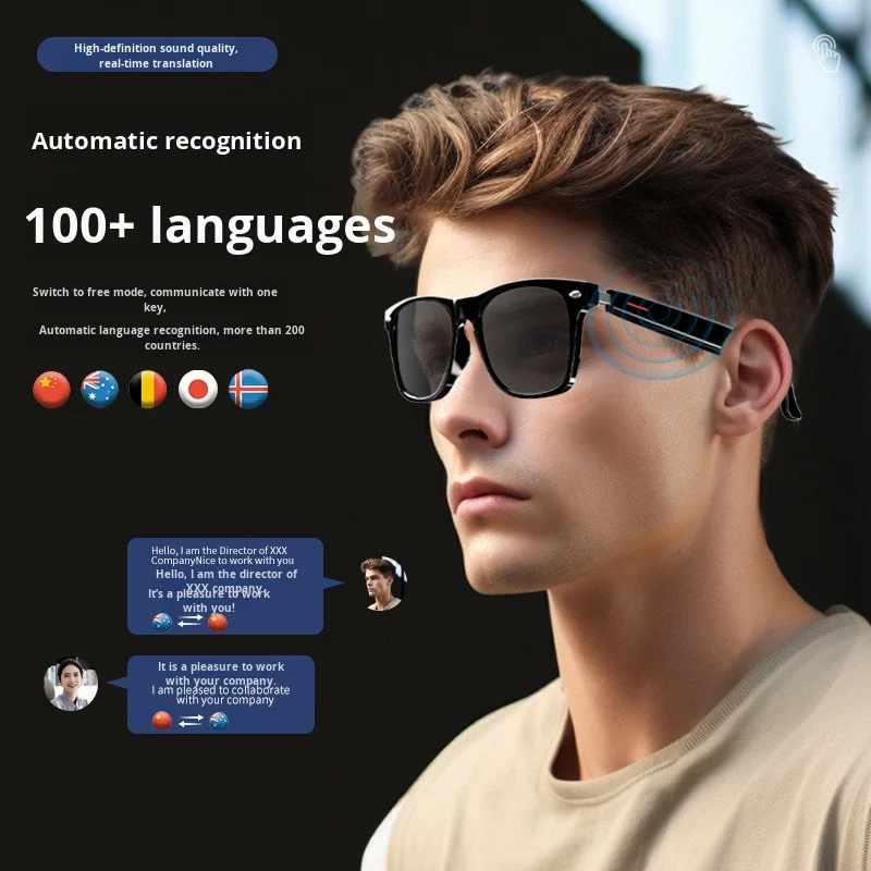 Óculos Inteligentes G15 com Tradução por IA, Bateria Dupla de 75mAh, Estrutura de PC Ultra Durável, Tradução em Tempo Real para 100 Idiomas, Chamadas e Música - Imagem 4