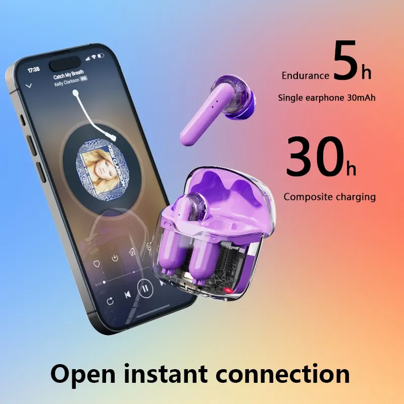 TWS Earphones auscultadores transparentes - Imagem 4