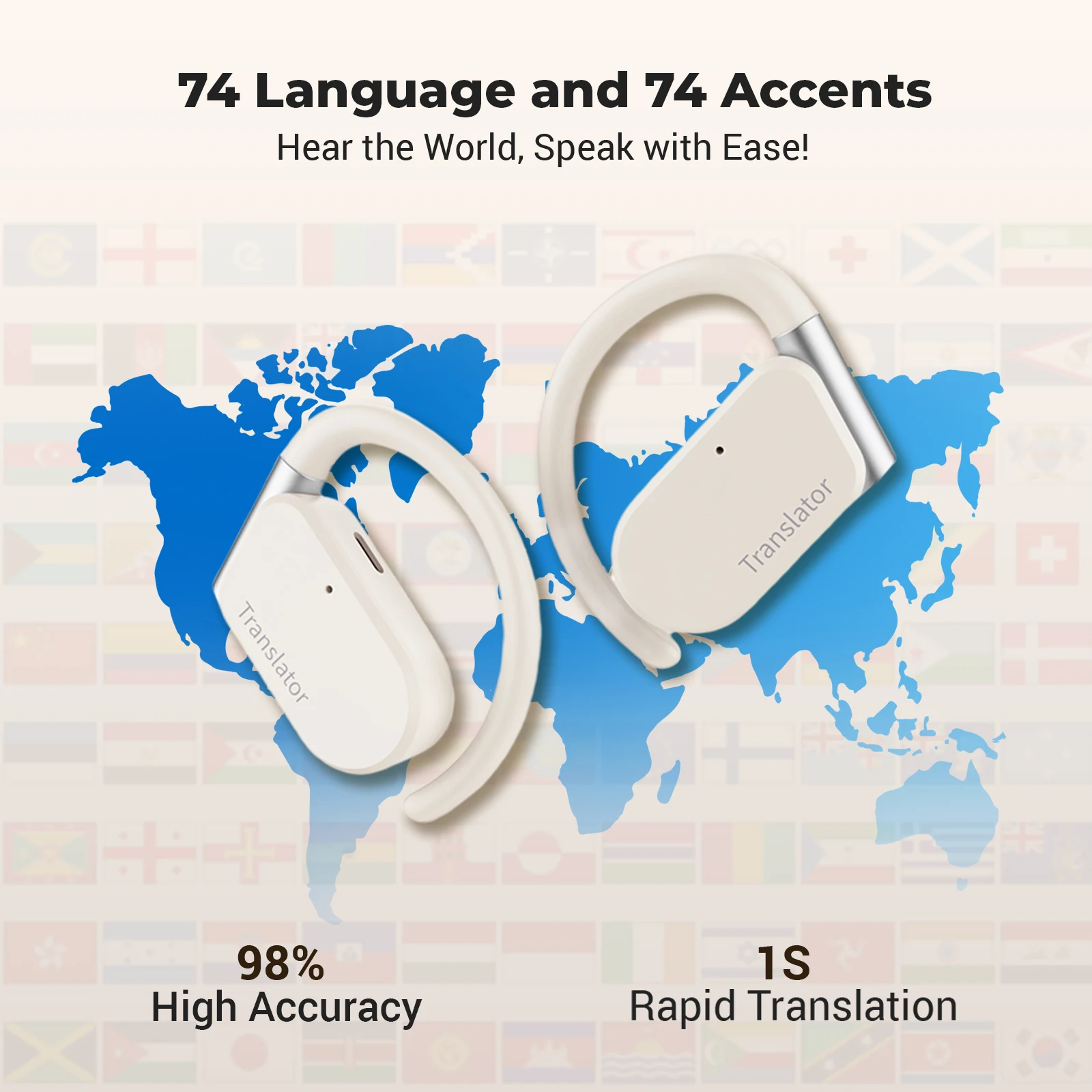 Wooask M9 Open-Ear Headphones 98% Alta Accruacy Tradução Instantânea Idioma Tradutor Dispositivo Tradutor earbuds - Imagem 3