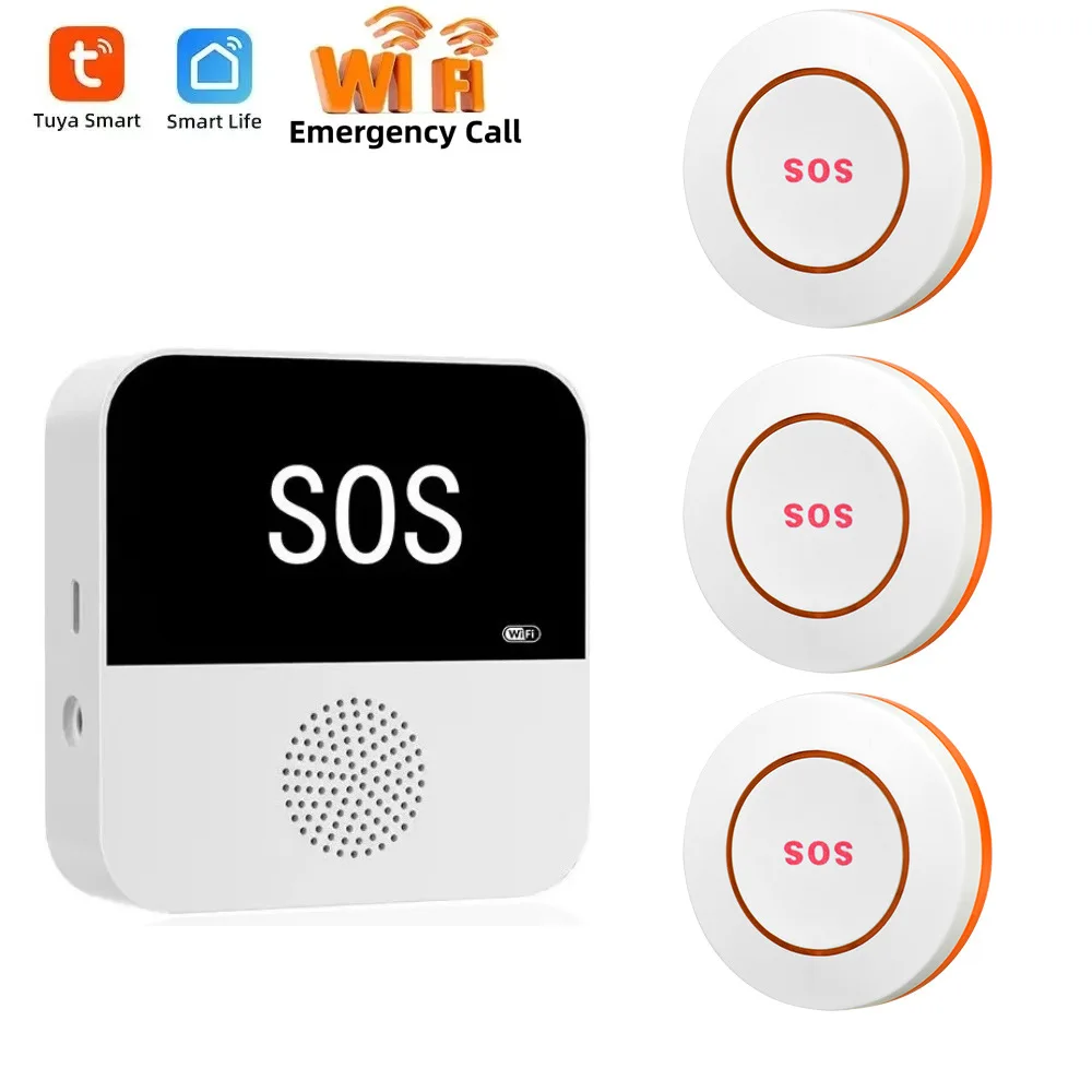 Botão de Chamada Elétrico Sem Fio Inteligente Tuya Controle por Aplicativo WiFi Botão de Emergência SOS Sensor de Alarme Monitoramento - Imagem 7