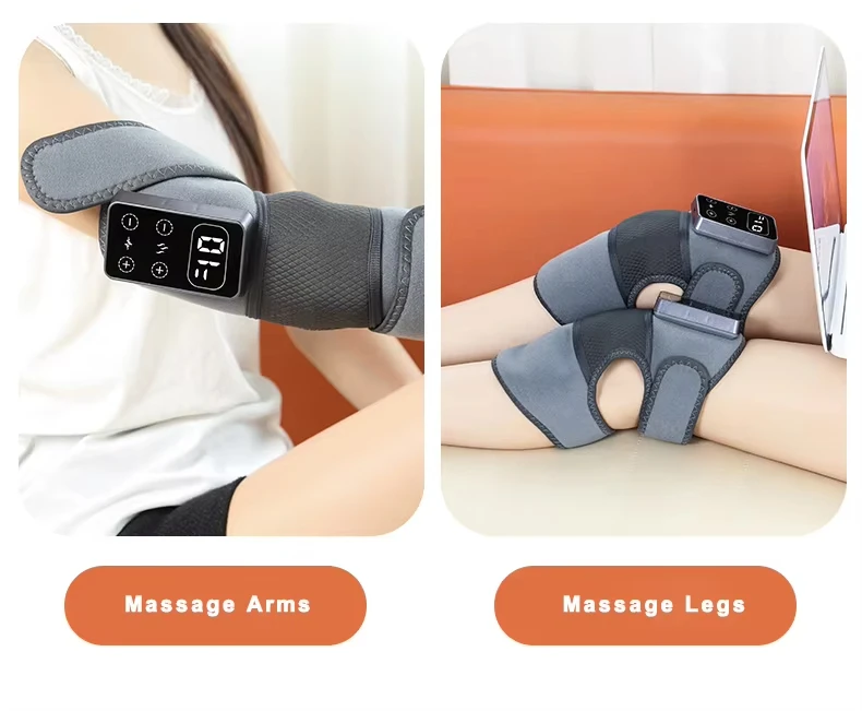 Novo Massageador Vibratório Recarregável com Aquecimento e Compressão de Ar para Terapia de Reabilitação de Pernas e Suporte para Joelhos de Idosos - Imagem 4