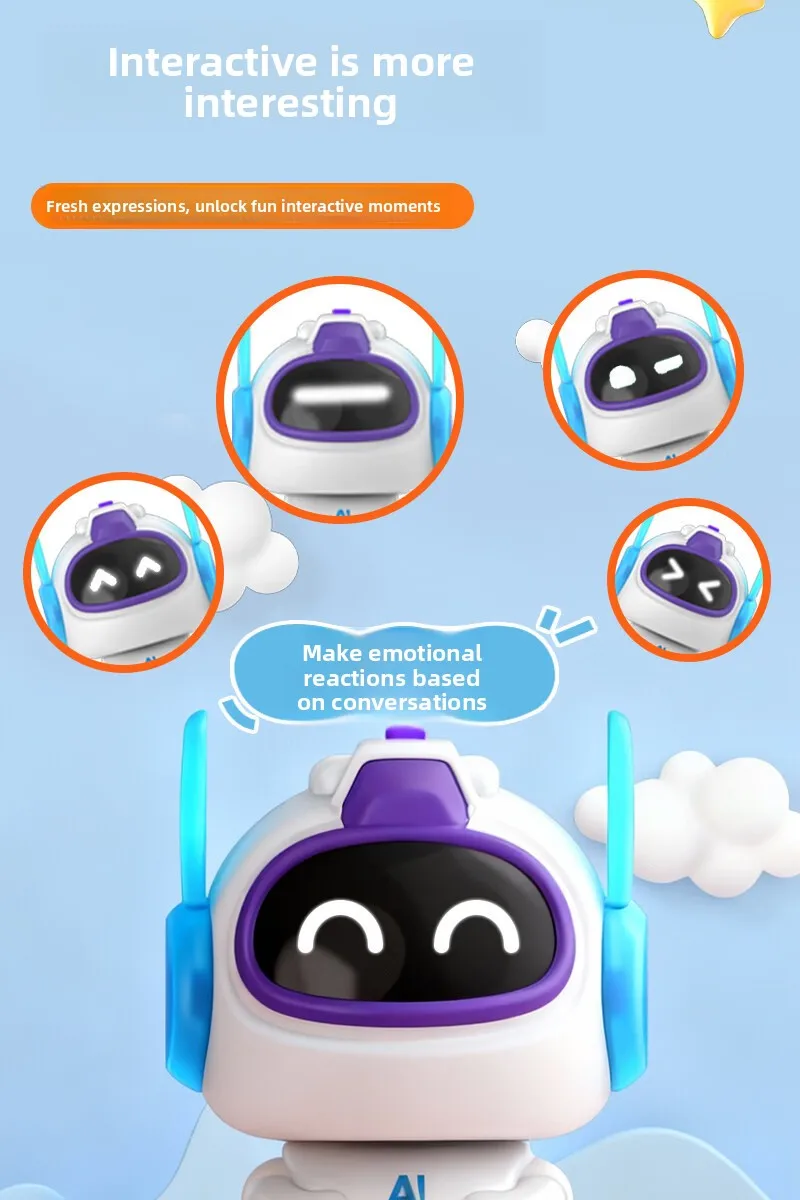 Robô Inteligente com IA, Diálogo Multilíngue, Companheiro Emocional, Brinquedo Interativo para Educação Infantil, Presente de Aniversário - Imagem 7