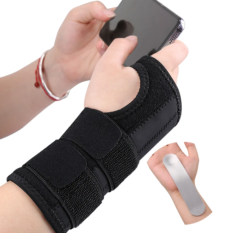 Suporte de Pulso Esportivo para Adultos em Aço Inoxidável Ajustável com Tala e Faixa de Compressão - Imagem 4