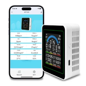 Monitor de Qualidade do Ar Interno WIFI 10-em-1 CO2 CO TVOC HCHO PM2.5 PM10 Temperatura AQI com TUYA para Casa e Escritório