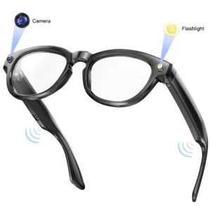 Óculos Inteligentes GS380 com Câmera, Lanterna, Gravação de Fotos e Vídeos, Tradução, Pedômetro, Distância e Fone de Ouvido Inteligente
