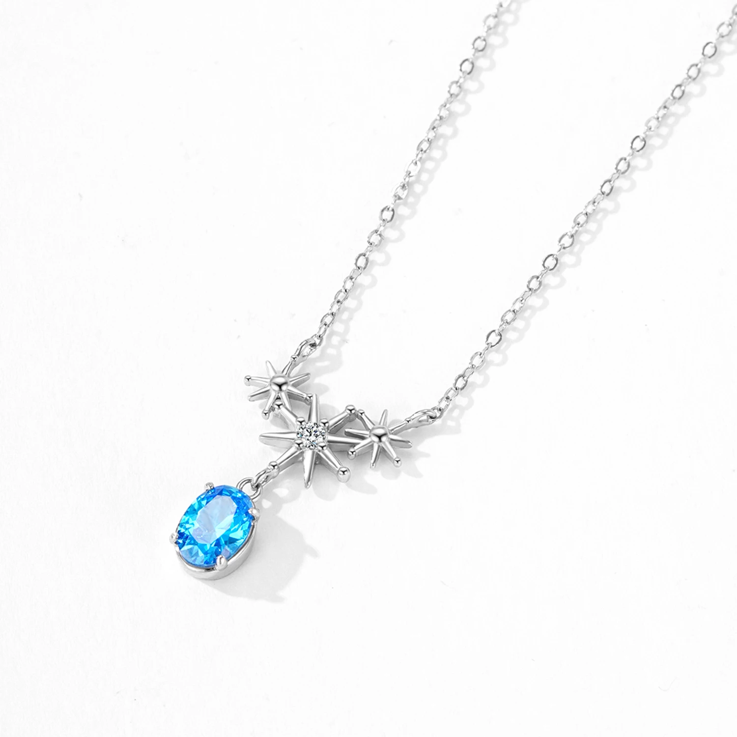 Conjunto de Brincos e Colar de Luxo em Prata Esterlina 925 com Estrela Azul para Mulheres - Imagem 4