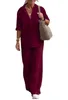 Conjunto Feminino Primavera Verão Novo de Camisa e Calça, Roupas Casuais de Linho Tamanhos Grandes, Conjunto de Duas Peças Feminino - Imagem 8