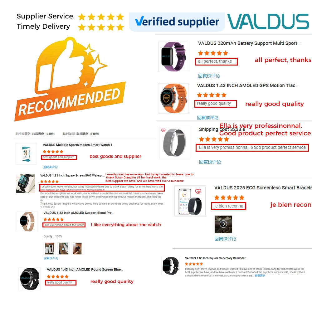 Relógio Inteligente VALDUS ODM/OEM para Monitoramento de Pressão Arterial e Oxigênio no Sangue, à Prova d'Água, 1.43 Polegadas, VD40 PRO - Imagem 4