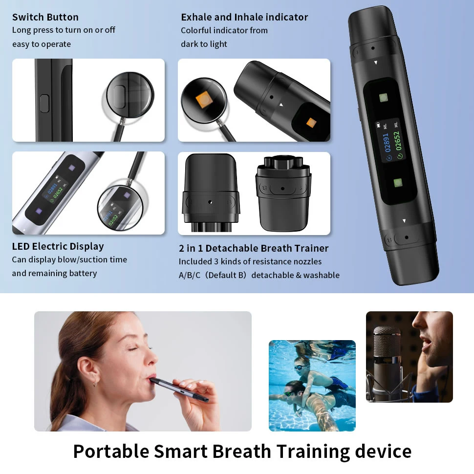Aplicativo Inteligente para Assistência à Saúde Pulmonar, Monitoramento em Tempo Real, Inalação e Exalação em Canal Duplo, 3 Níveis de Resistência - Imagem 5
