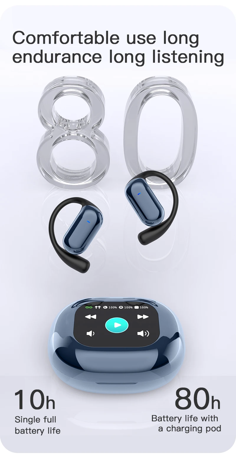 3-em-1 AI Language Translator Earbuds Tempo real OWS HD Som Qualidade Longa Vida útil da bateria 144 Idiomas Touch Screen 5G - Imagem 18