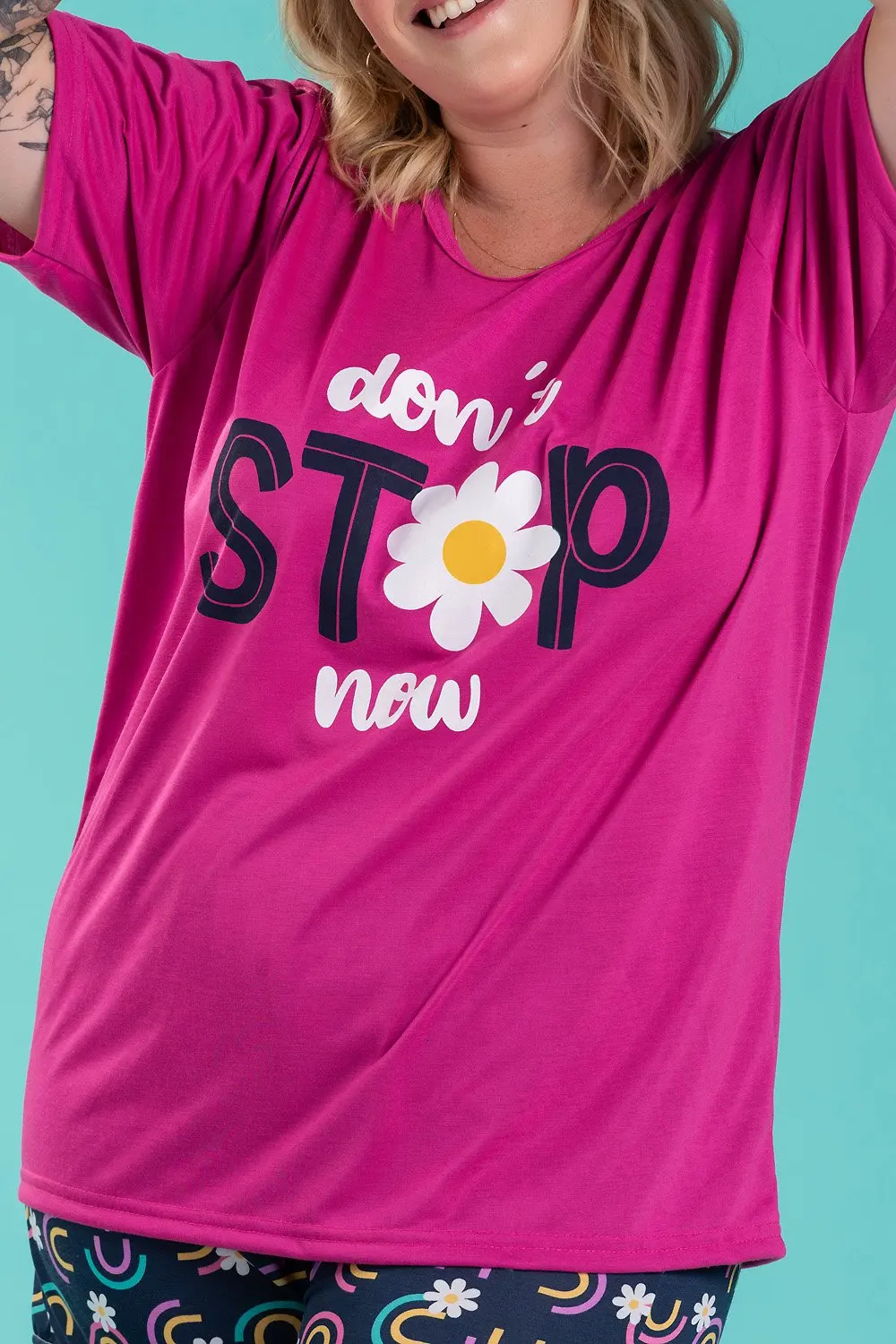 Pijama Feminino Plus Size Não Pare Agora - Imagem 3