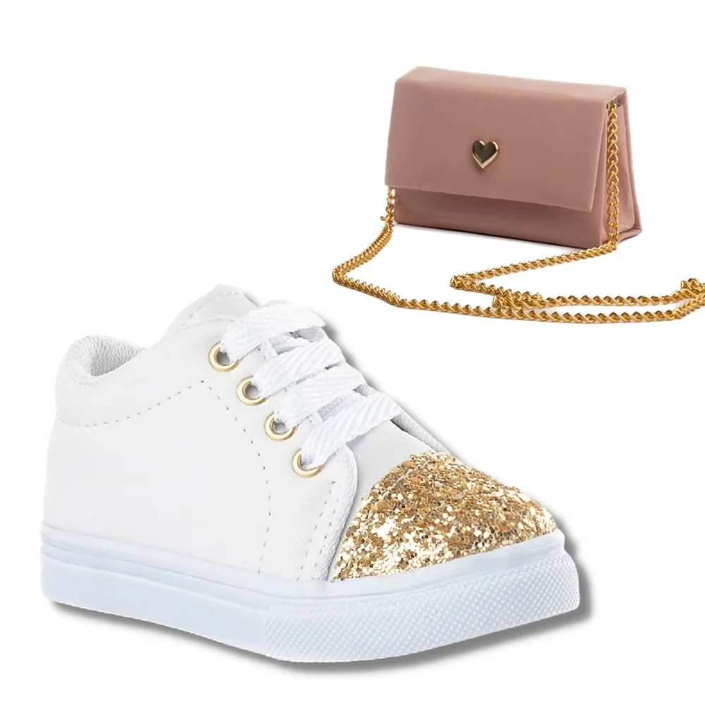 Combo Infantil Tenis Casual Feminino Mini Bolsa Blogueirinha