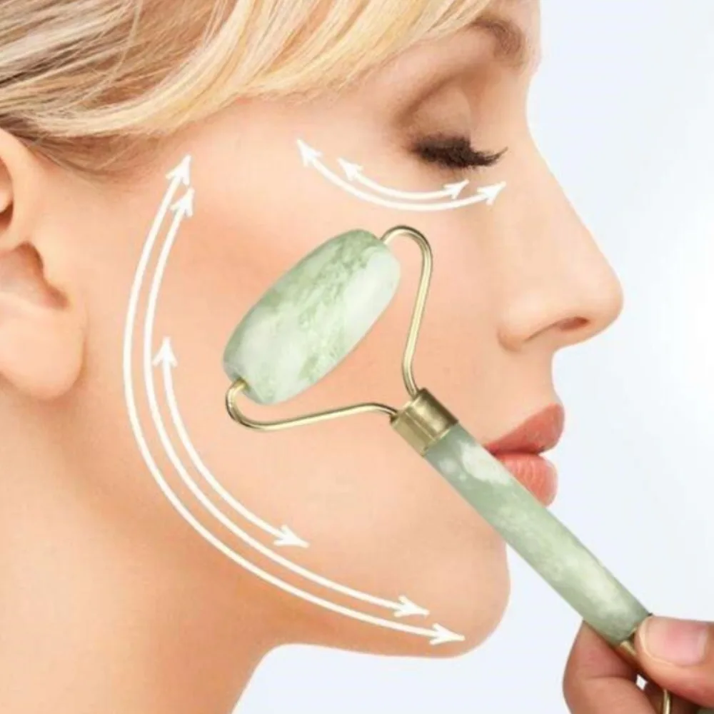 Massageador Facial Pedra Jade Rolo De Massagem Anti Estresse - Imagem 2