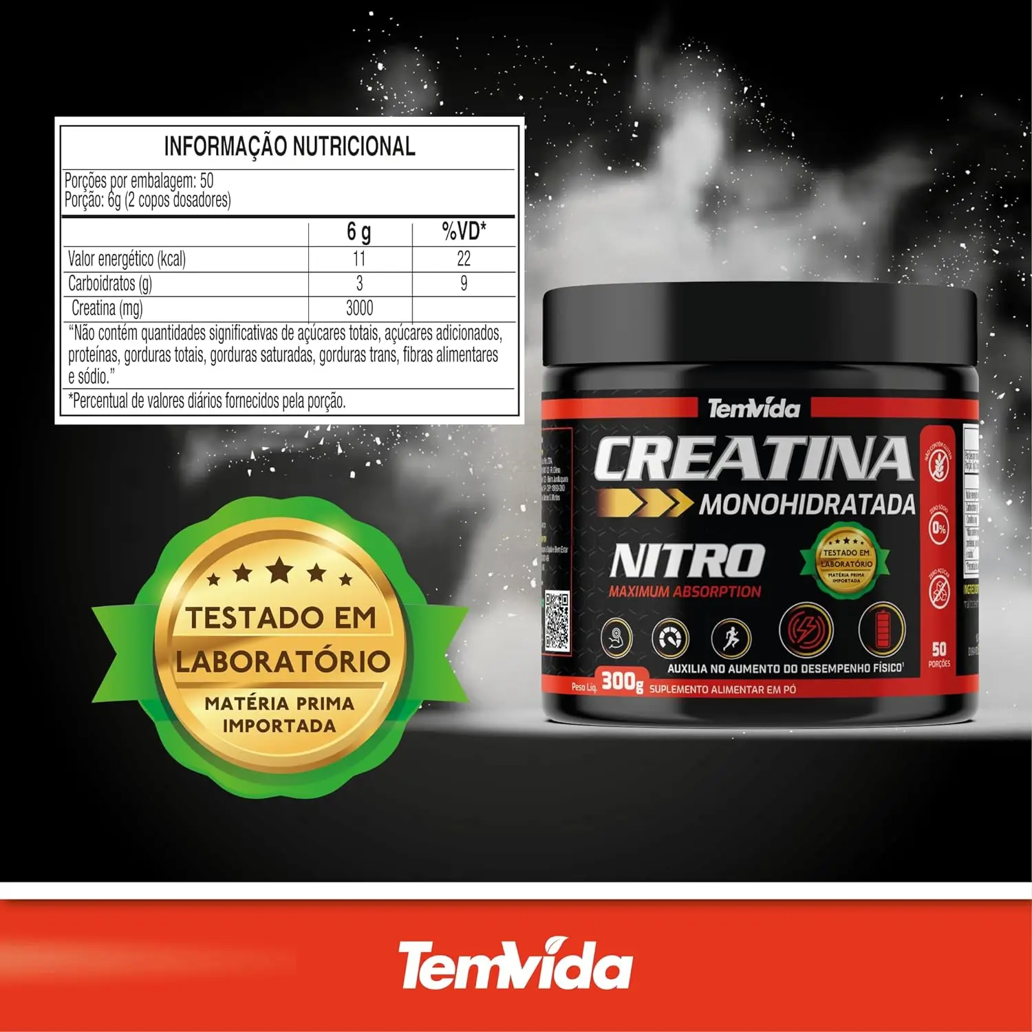 Creatina Nitro Natural tem, 300g - Imagem 5