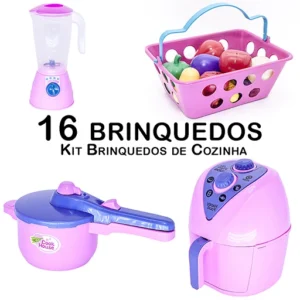 Cozinha Infantil Eletro Panelinha Mercado Fruta Legume 16pç