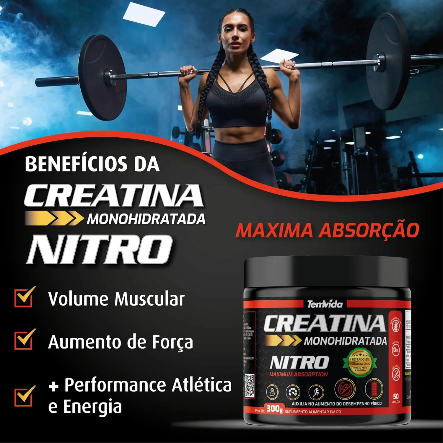 Creatina Nitro Natural tem, 300g - Imagem 4