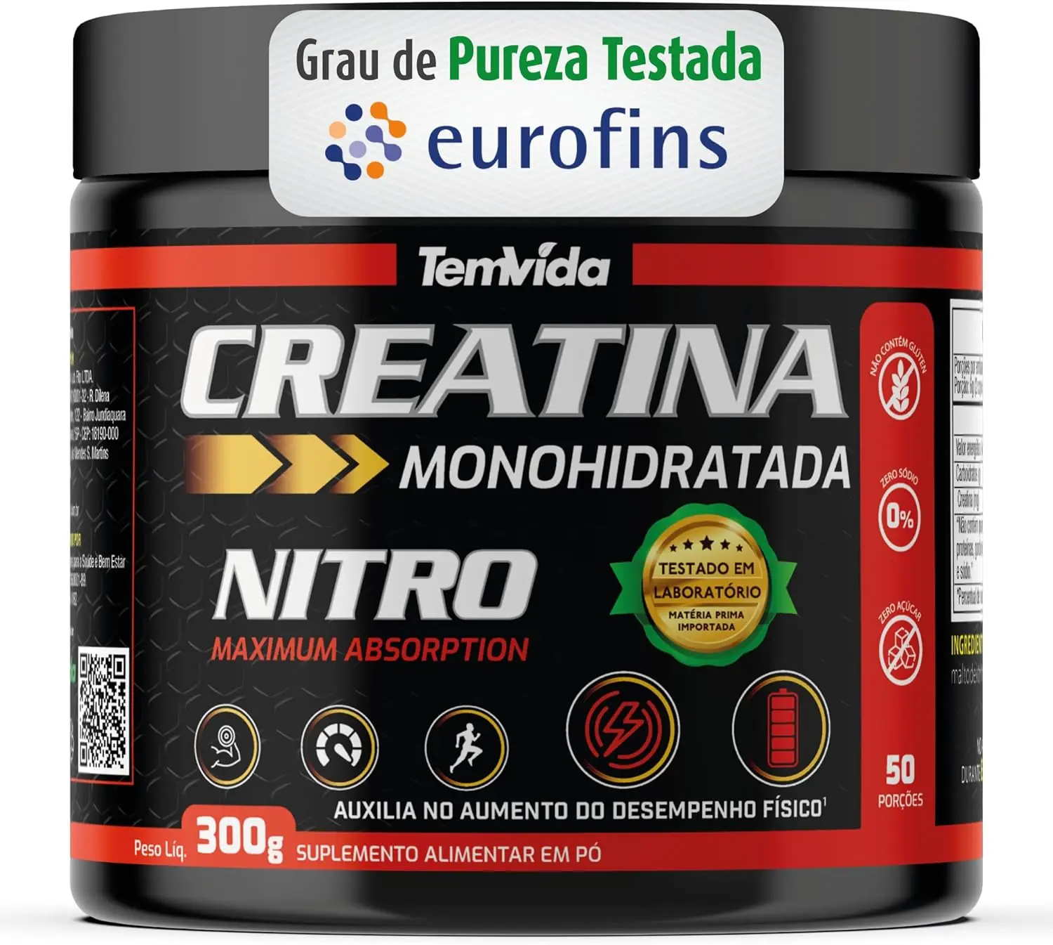 Creatina Nitro Natural tem, 300g