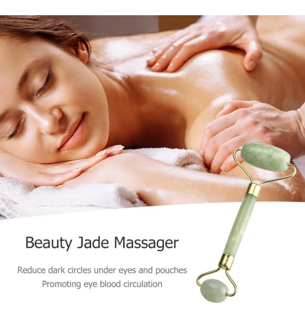 Massageador Facial Pedra Jade Rolo De Massagem Anti Estresse - Imagem 3